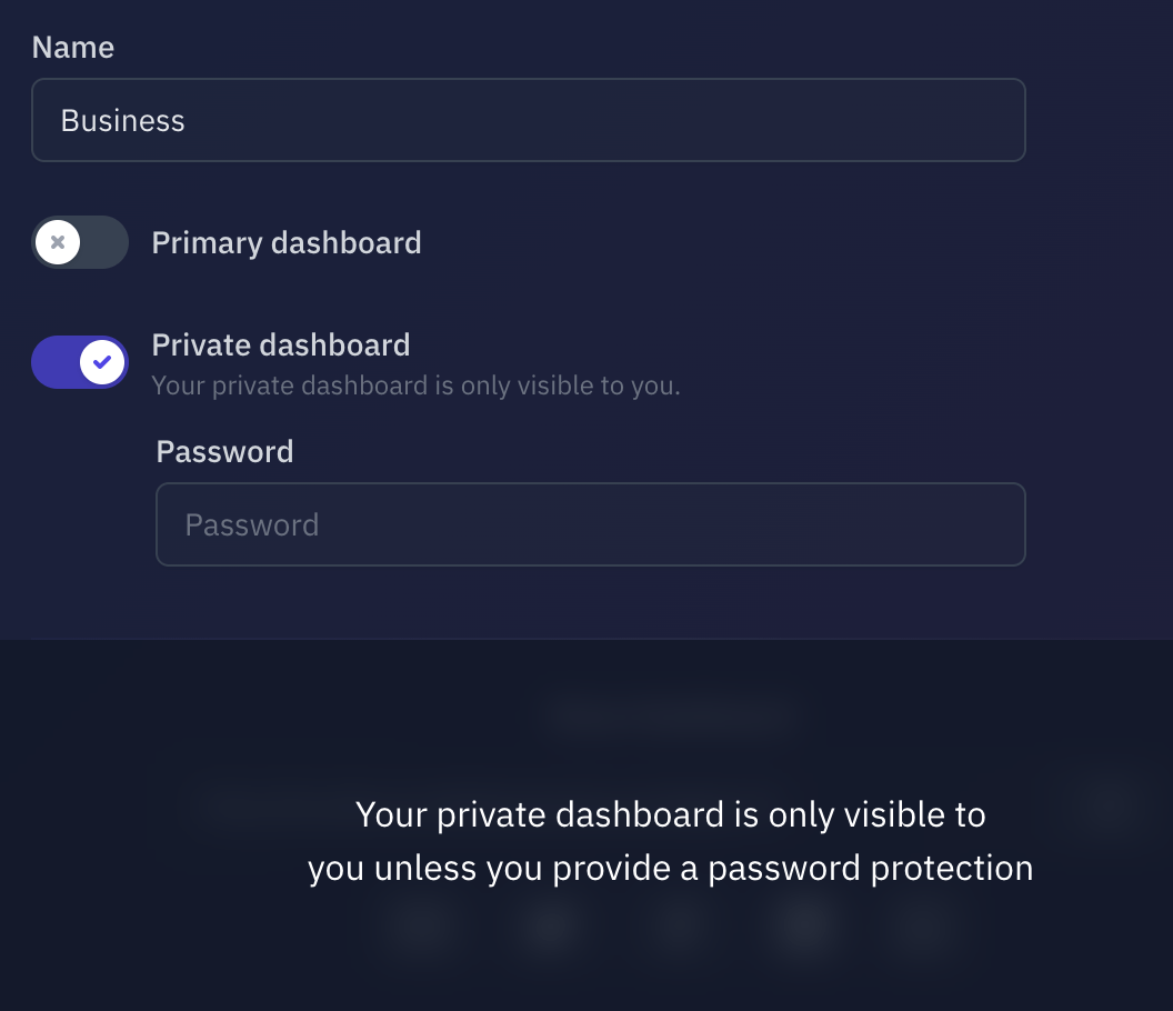 Private Dashboards